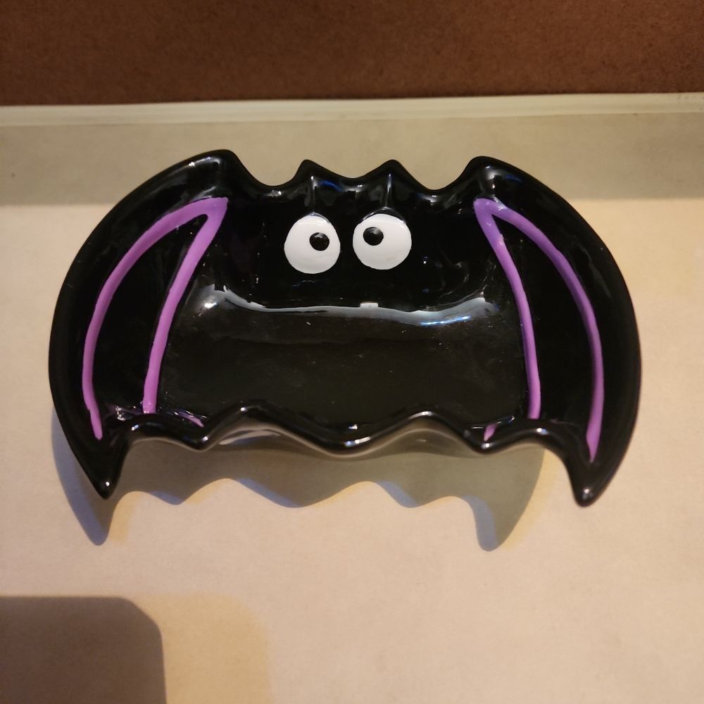 Halloween Black Bat Dip Bowl Home Accents